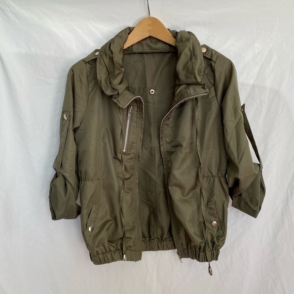 Olive Green Lightweight Casual Jacket - Picture 6 of 7